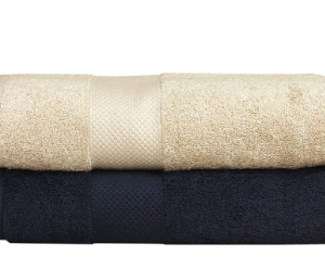 LINT FREE LOW TWIST (LTF TOWEL) Super Soft 100% Super Luxury Special Grown cotton Elite Class Skin Friendly Hygienic 550 GSM Super Large Instant Highly Absorbent Large Bath Towel Set ( 70x140 cm) (Natural Beige & Navy Blue)