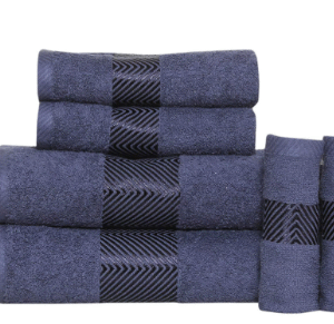 Luxury Festive Celebration Towel Gift Box Set of 6 (Bath+Hand+Face) 500 GSM (Navy Blue)
