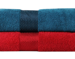 Luxury Large Couple Bath Towel Set ( Set of 2 _ Maroon Red & Teal )