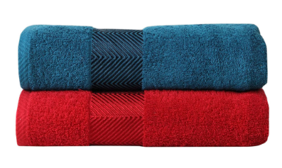 Luxury Large Couple Bath Towel Set ( Set of 2 _ Maroon Red & Teal )