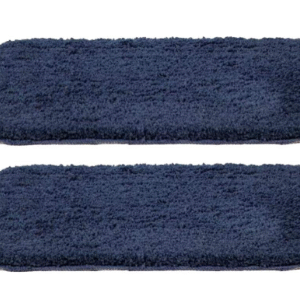 Solid Modern Bath Mat (Navy Blue, Cotton, 60x40x1 cm) Set of 2